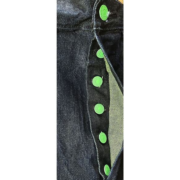 Levi 501 Straight Fit Green Button Fly Dark Wash Jeans Men's 42x32 - Picture 6 of 9